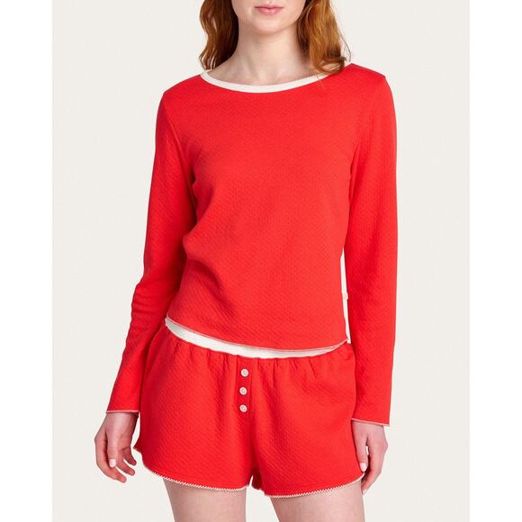 We Are Cozyland Ellie Long Sleeve Tee in Cherry - S - Picture 1 of 5